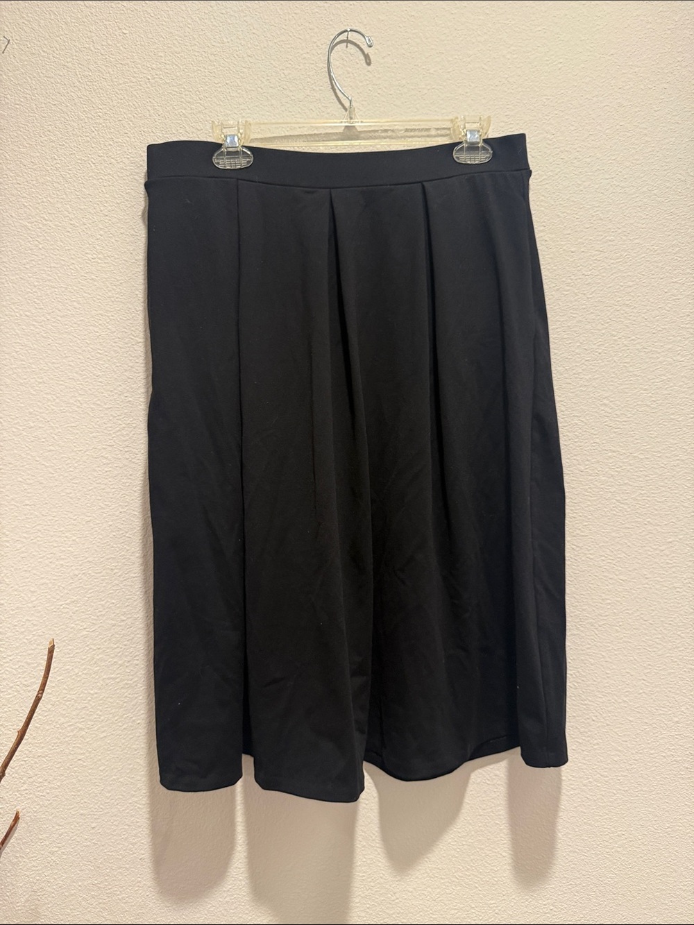 Cynthia Rowley Black Midi Skirt with Soft Pleats